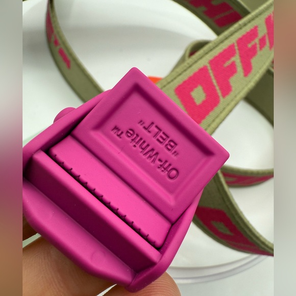 Off-White Accessories - NWT…OFF -WHITE GRAPHIC INDUSTRIAL BELT H2 GREEN and FUCHSIA UNISEX